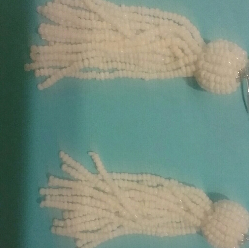 White beaded earrings